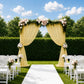 Champagne sheer backdrop curtain panel for wedding arch drape.