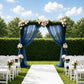 Navy blue sheer backdrop curtain panel for wedding arch drape.