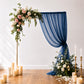Navy blue sheer backdrop curtain panel for wedding decor.