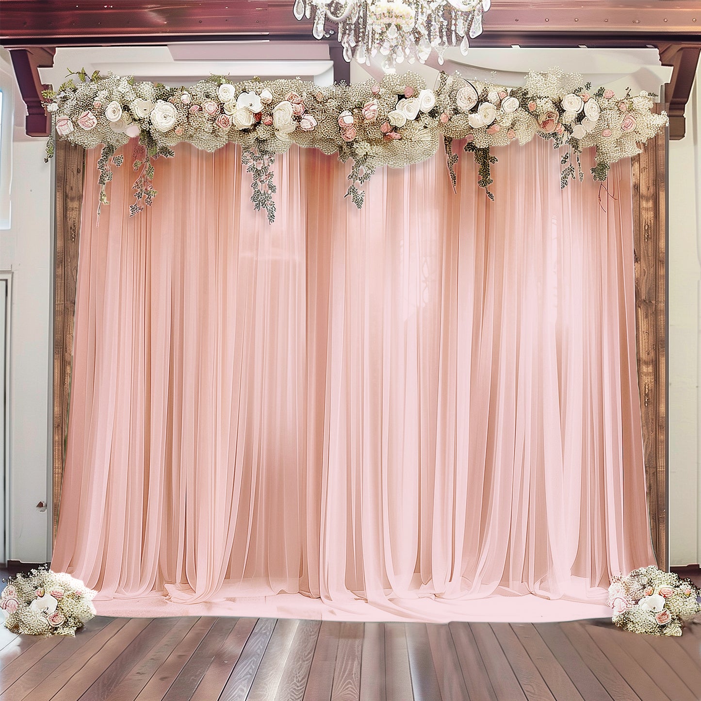 Blush Sheer Backdrop Drape – 5ft x 14ft Wedding Arch & Ceiling Decor Panel, Wrinkle Free with Soft Shimmer