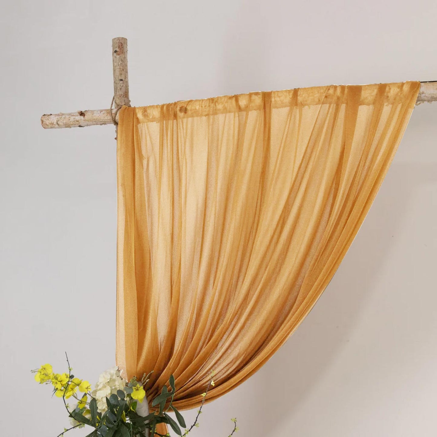 Gold Sheer Backdrop Drape – 5ft x 14ft Wedding Arch & Ceiling Decor Panel, Wrinkle Resistant with So