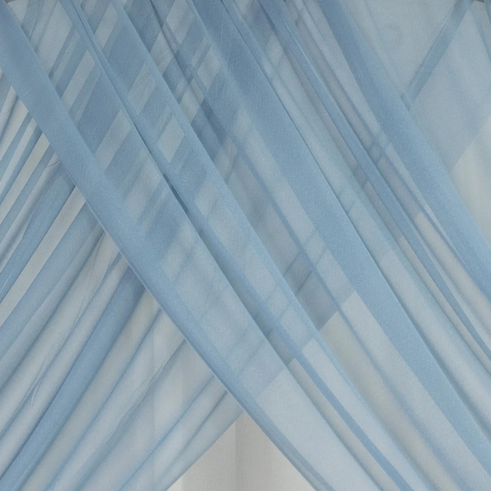 Dusty blue sheer backdrop drape for wedding arch and ceiling decor. #whtbkgd