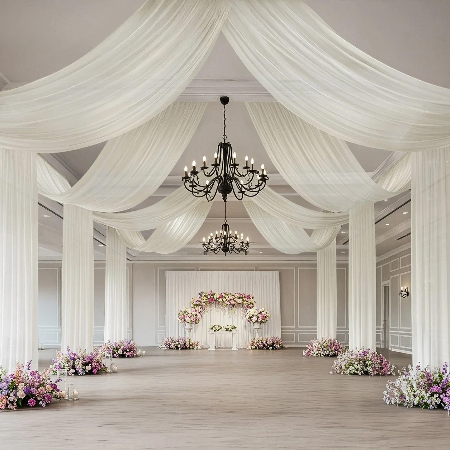 Ivory Sheer Backdrop Drape – 5ftx32ft Wedding Arch & Ceiling Decor Panel, Wrinkle Free with Soft Shimmer