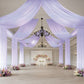 Lavender sheer backdrop drape for wedding arch and ceiling decor.
