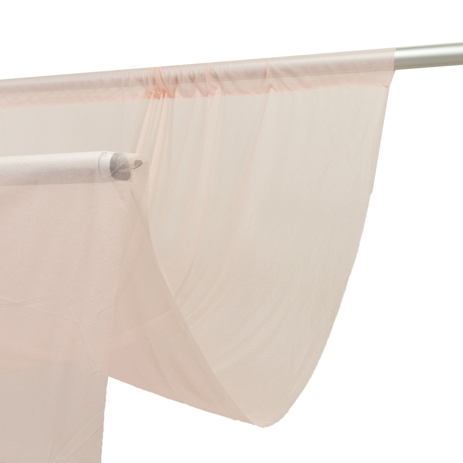 Blush sheer backdrop curtain panel for wedding arch drape.