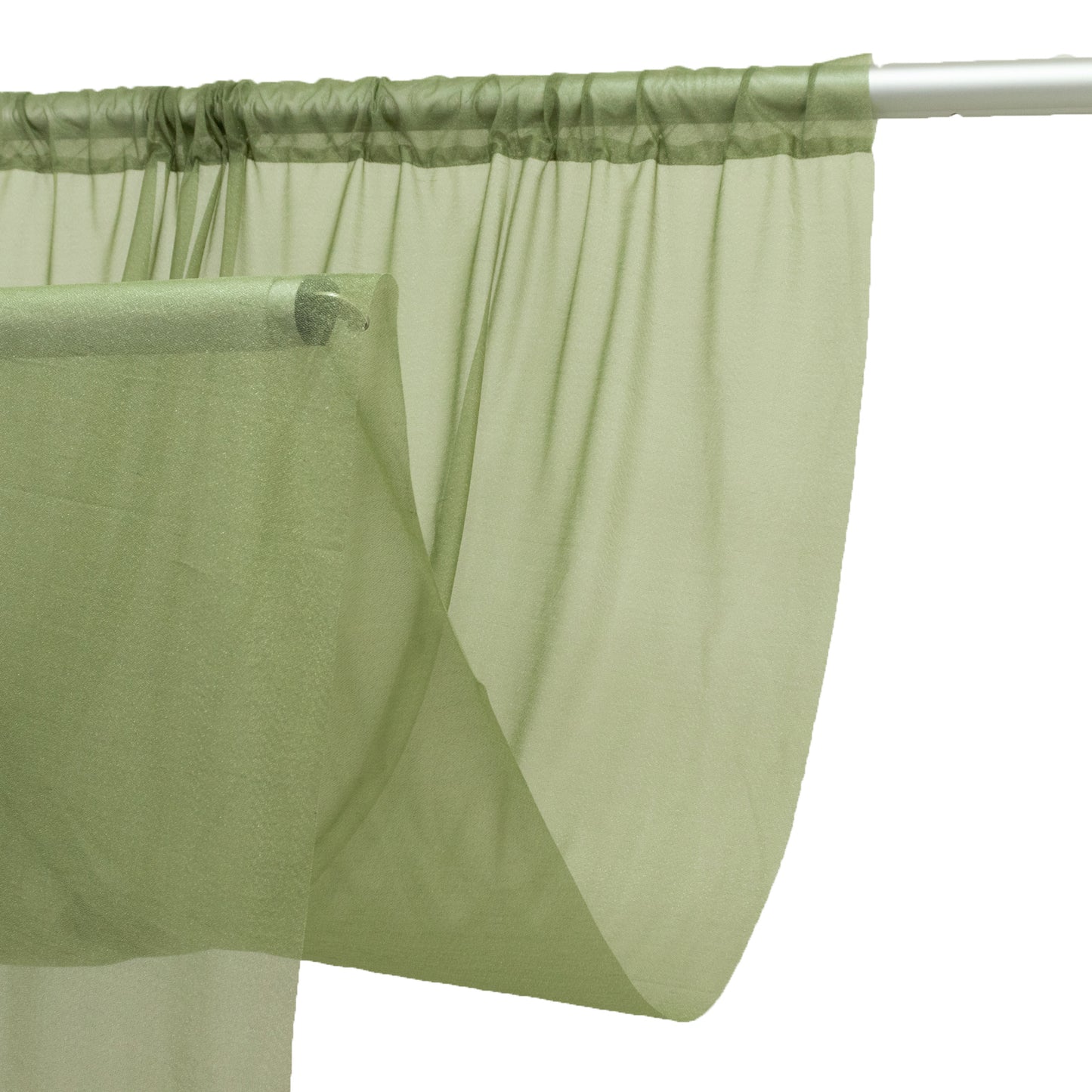 Sheer Backdrop Curtain Panel 5ft × 10ft Dusty Sage Green – Wedding Arch Drape with Rod Pocket