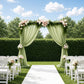 Dusty sage green backdrop curtain panel for wedding arch draping.