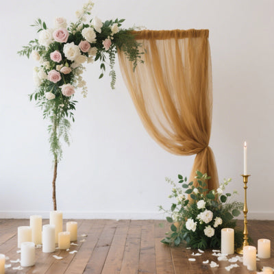 Gold Sheer Chiffon Backdrop Curtain