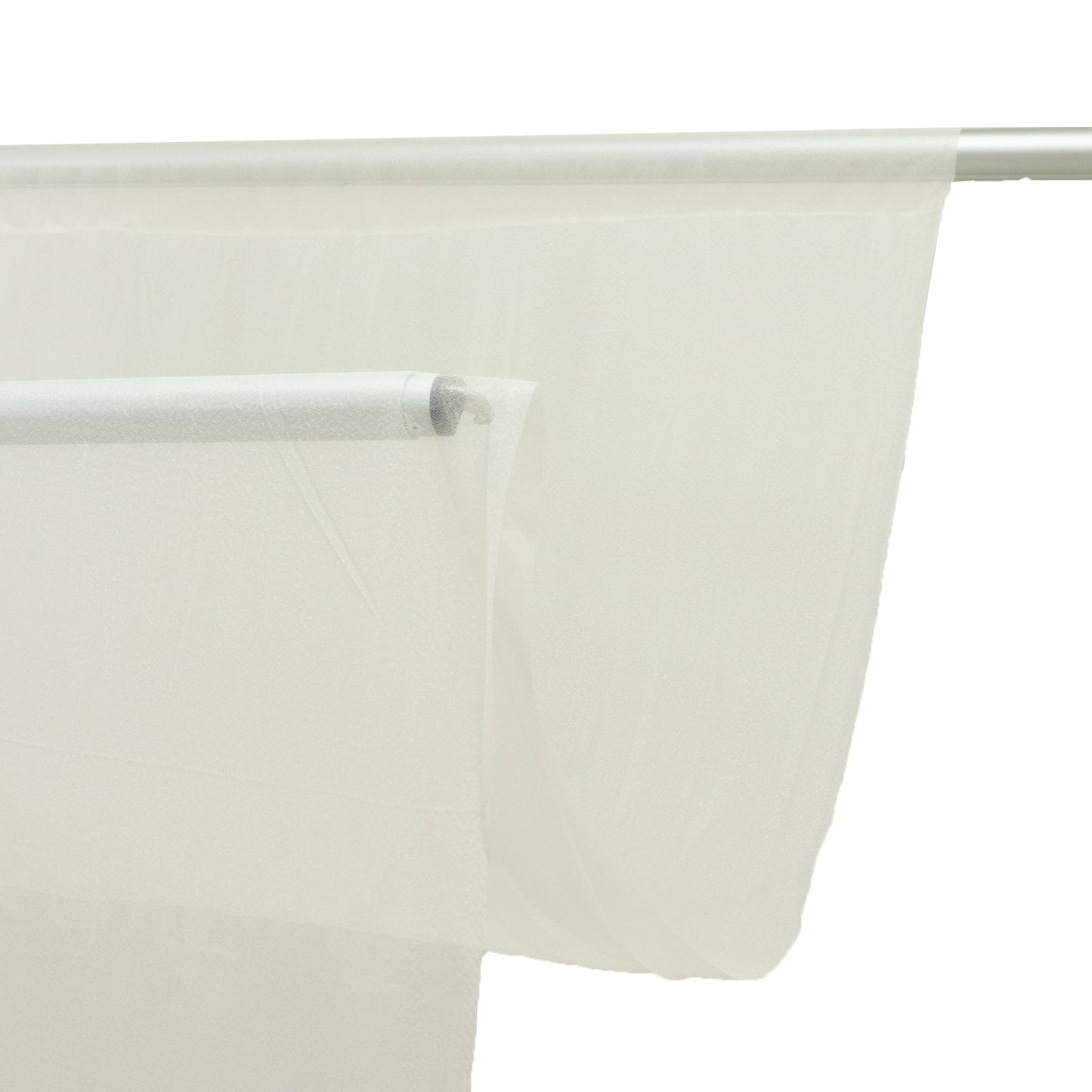 Ivory sheer backdrop curtain panel for wedding arch drape.