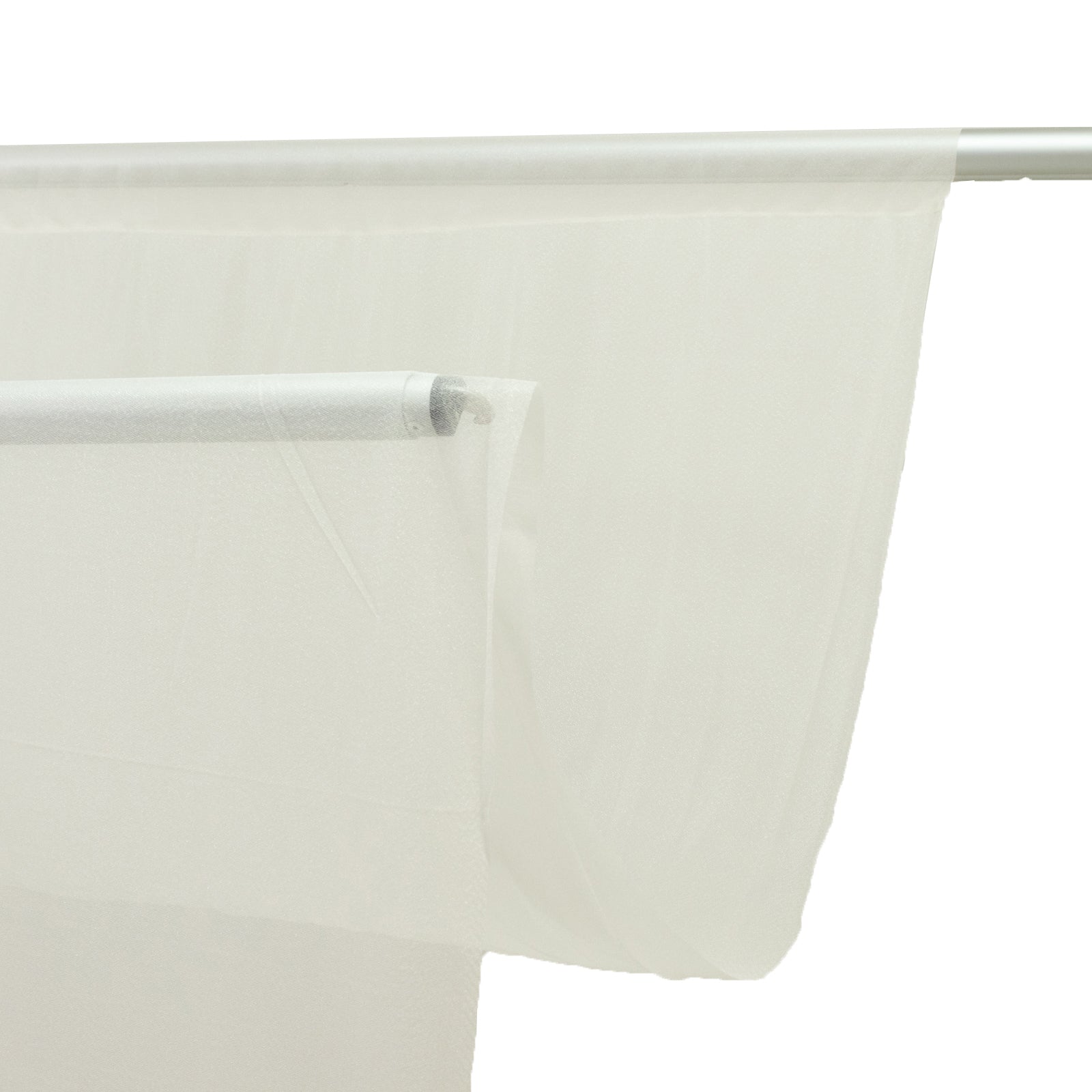 Ivory sheer backdrop curtain panel for wedding arch drape.