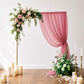 Mauve sheer backdrop curtain panel draped elegantly for wedding decor.