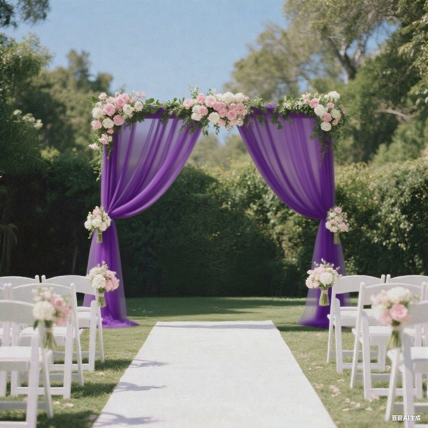 Sheer Backdrop Curtain Panel 5ft × 10ft Purple – Wedding Arch Drape with Rod Pocket