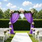 Purple sheer backdrop curtain panel for wedding arch drape.