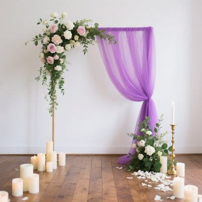 Purple Sheer Chiffon Backdrop Curtain