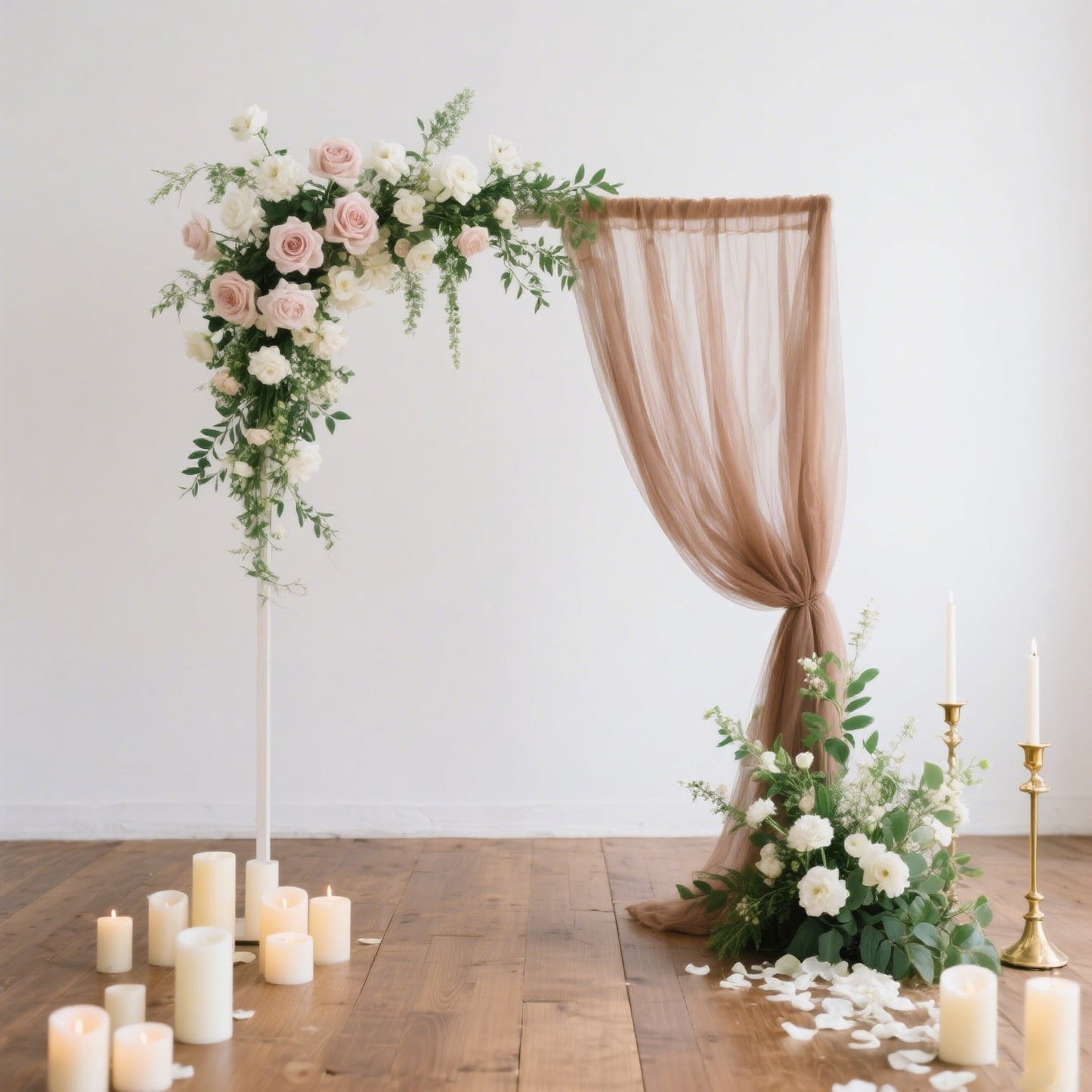 Sheer Backdrop Curtain Panel 5ft × 10ft Taupe  – Wedding Arch Drape with Rod Pocket