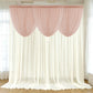 Blush sheer chiffon backdrop valance drapes with curved swag design.