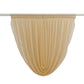 Champagne sheer chiffon backdrop valance drapes with curved swag design.