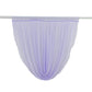 Lavender lilac sheer chiffon backdrop drapes curved swag topper panel.