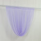Lavender lilac sheer chiffon backdrop valance drapes hanging elegantly.