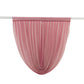 Mauve chiffon backdrop valance drapes with curved swag design.
