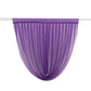 Purple sheer chiffon backdrop valance drapes in a curved swag design.