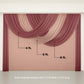 Blush sheer chiffon valance curtain draped elegantly in a wedding arch setup.