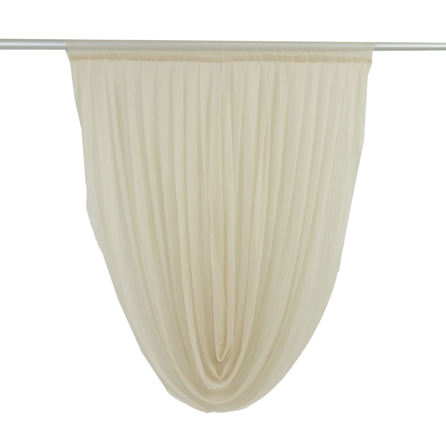 Beige sheer chiffon valance curtain draped elegantly.