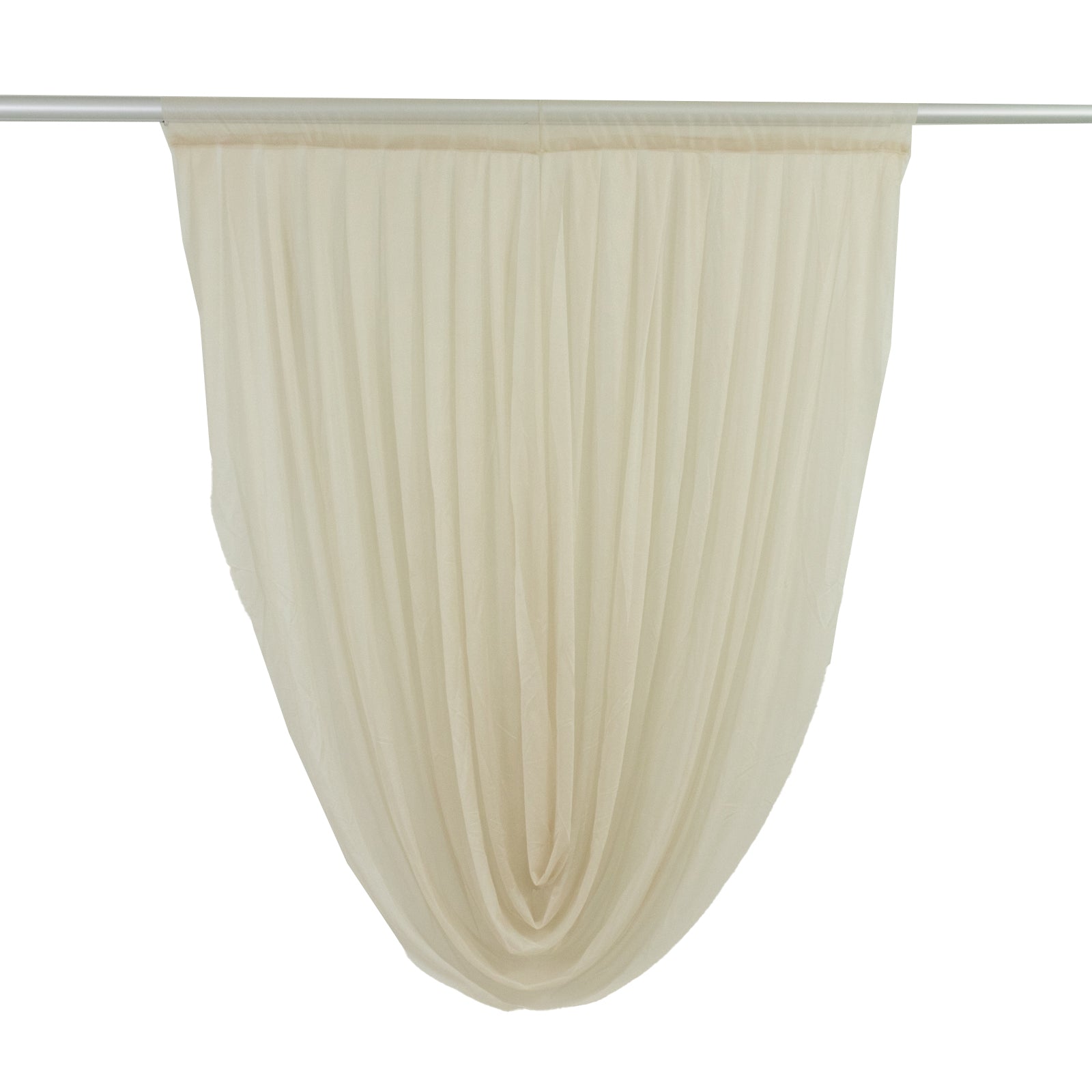 Beige sheer chiffon valance curtain draped elegantly.