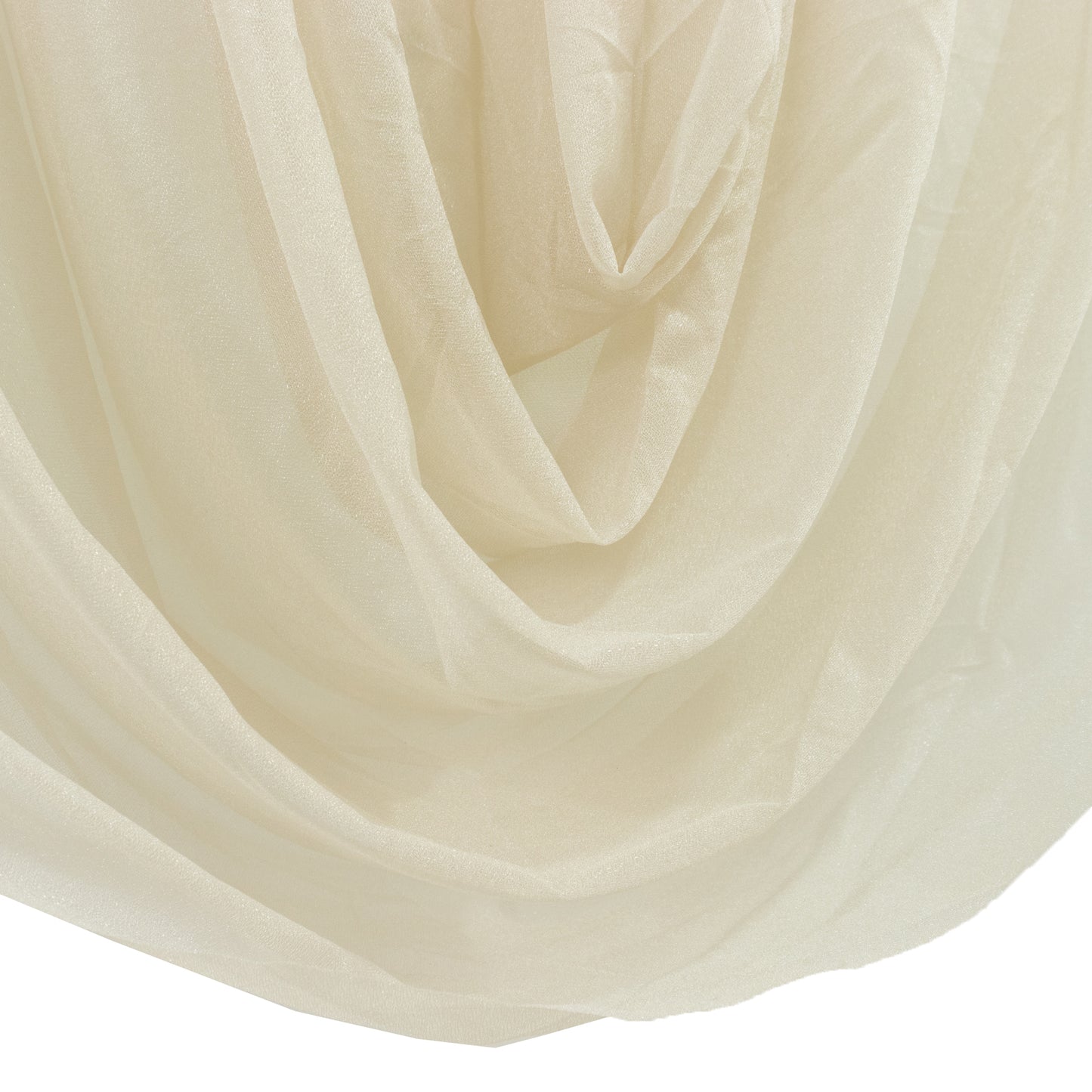 Beige sheer chiffon valance curtain draped elegantly.