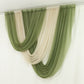 Beige sheer chiffon valance curtain draped elegantly in soft green.