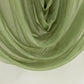 Dusty sage green sheer chiffon valance curtain draped elegantly.
