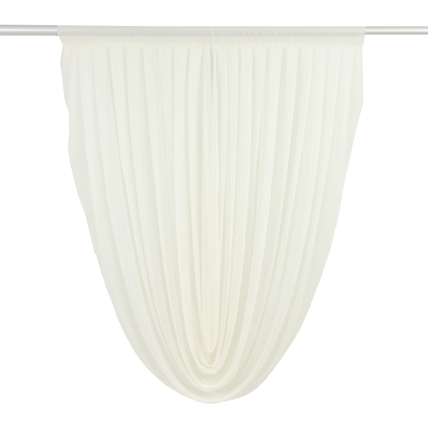 Ivory sheer chiffon valance curtain draped elegantly on a rod.