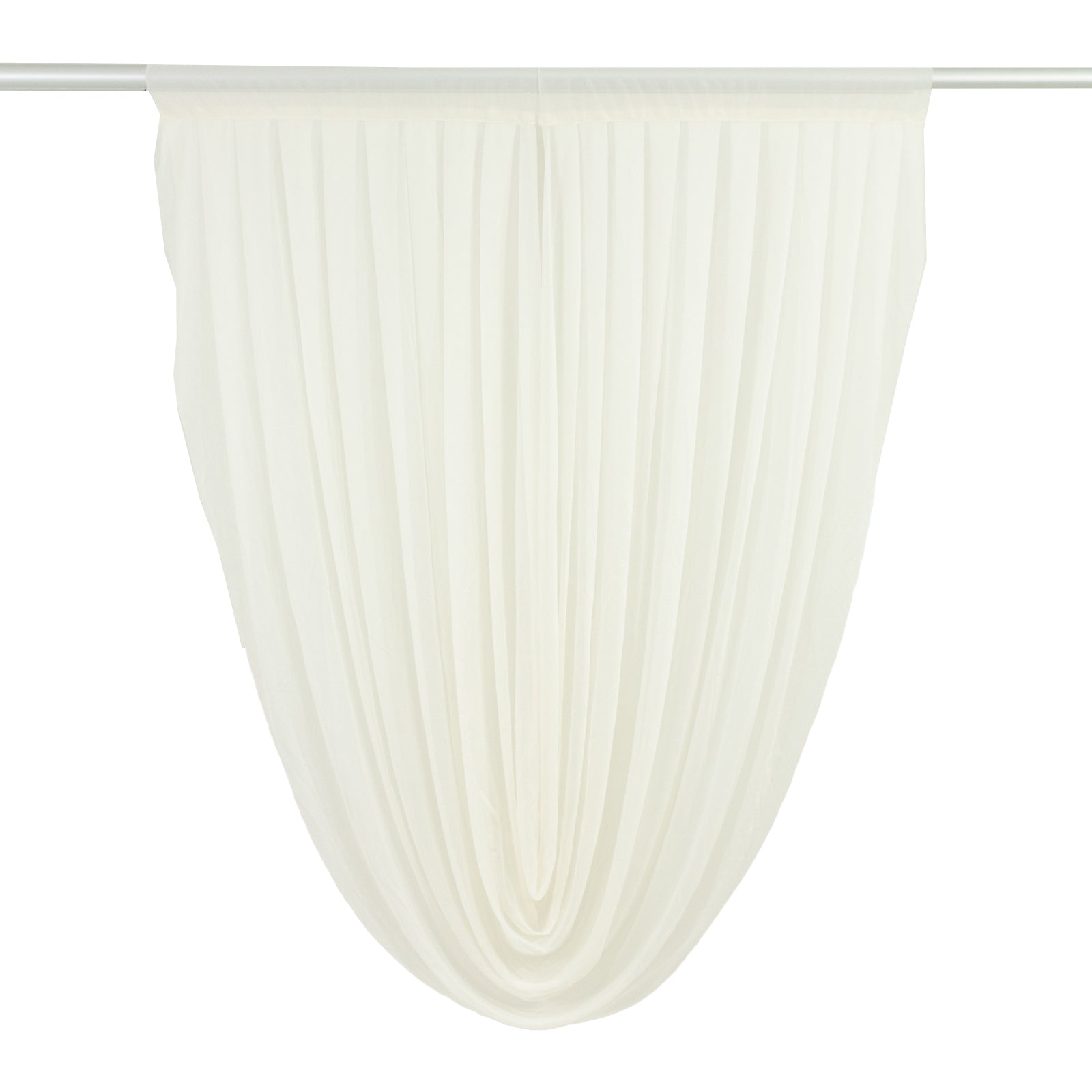 Ivory sheer chiffon valance curtain draped elegantly on a rod.
