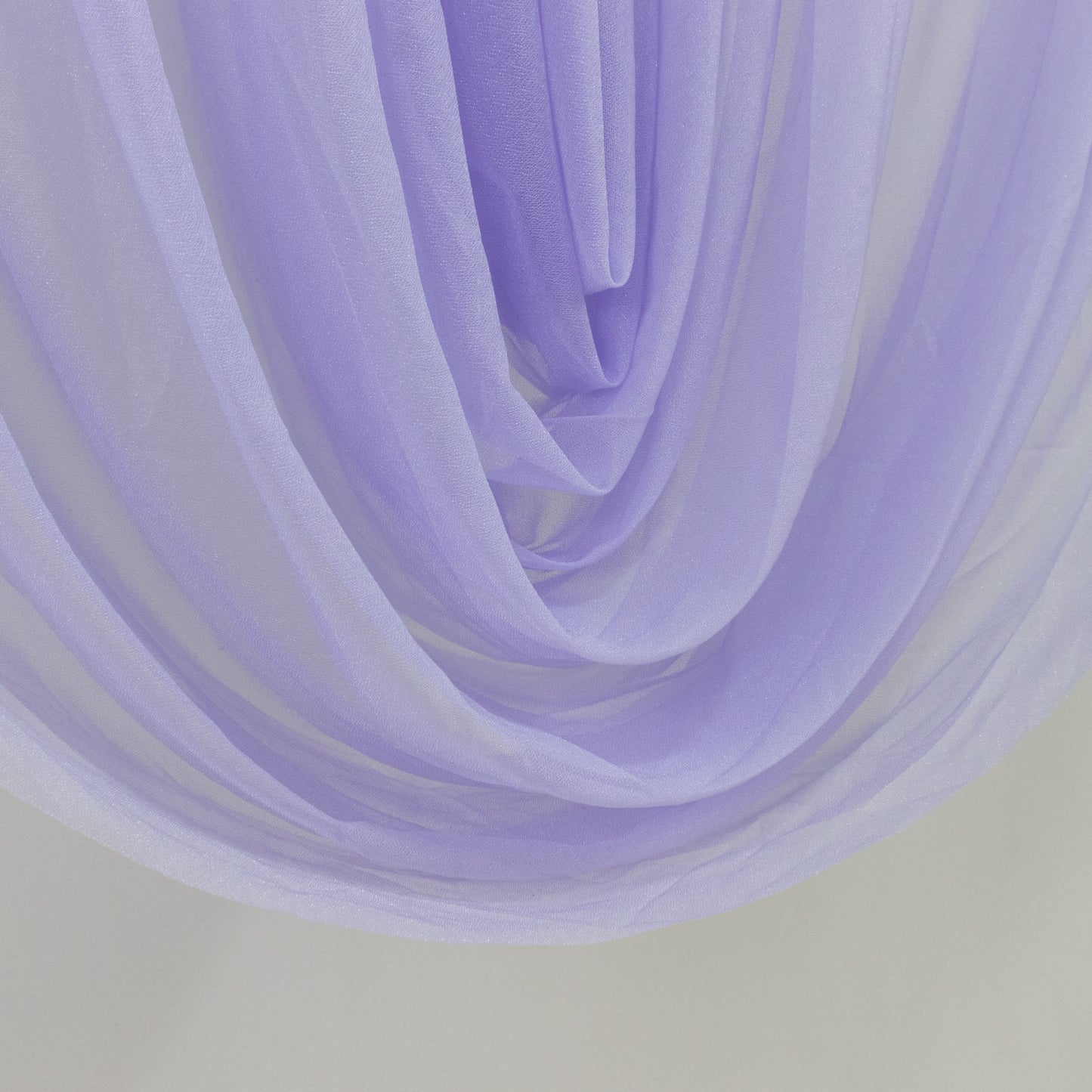 Lavender sheer chiffon valance curtain drape for wedding decor.