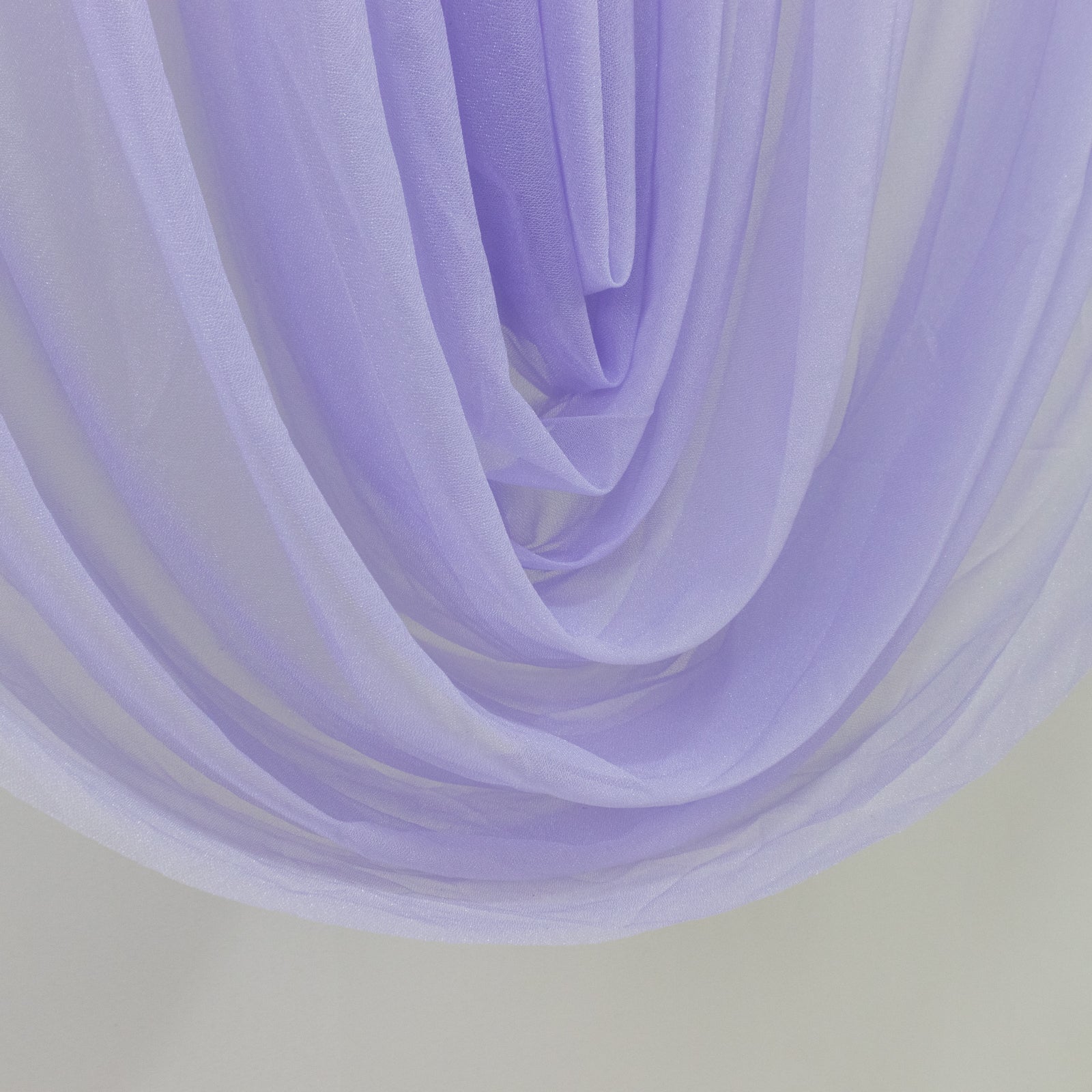 Lavender sheer chiffon valance curtain drape for wedding decor.