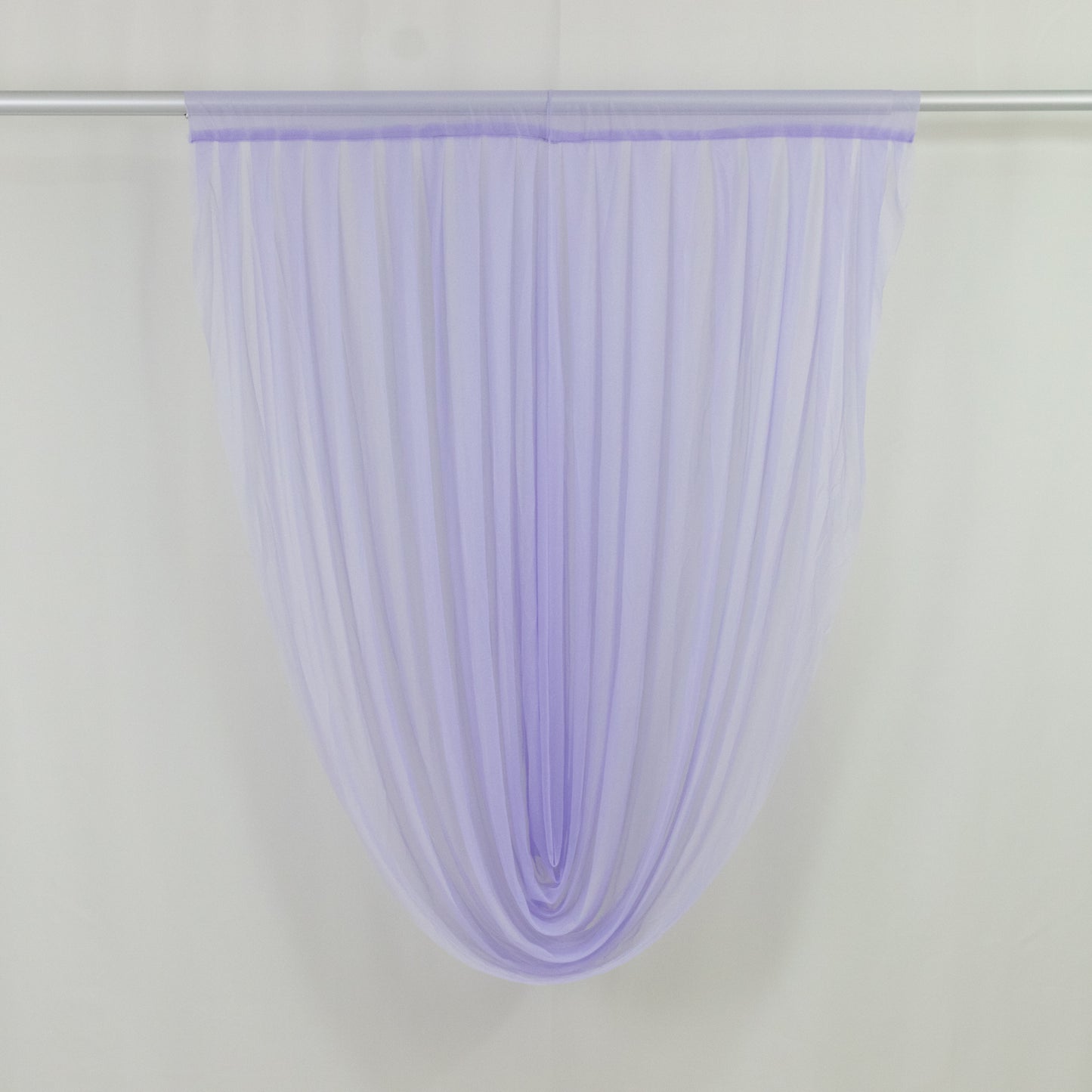 Lavender sheer chiffon valance curtain drape for wedding decor.