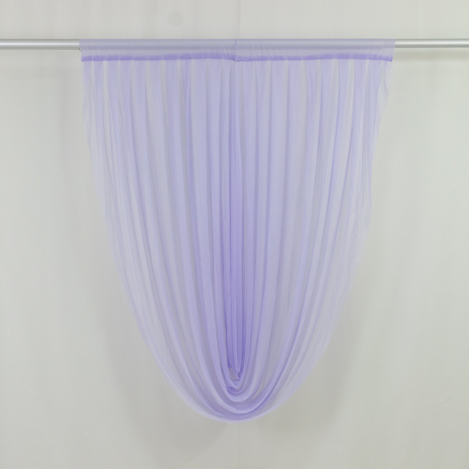 Lavender sheer chiffon valance curtain drape for wedding decor.
