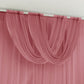 Mauve sheer chiffon valance curtain draped elegantly.