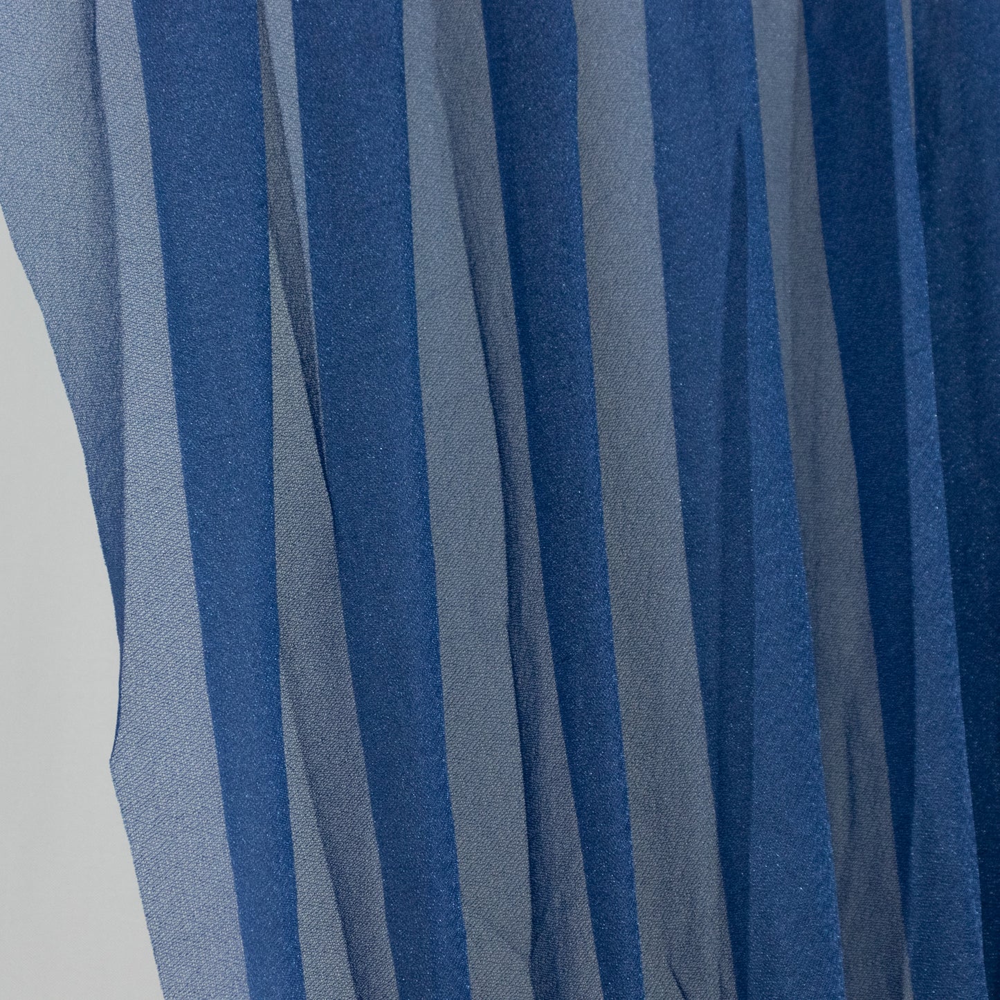 Navy blue sheer chiffon valance curtain drape for wedding arch.