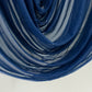 Navy blue sheer chiffon valance curtain drape for wedding arch decor.