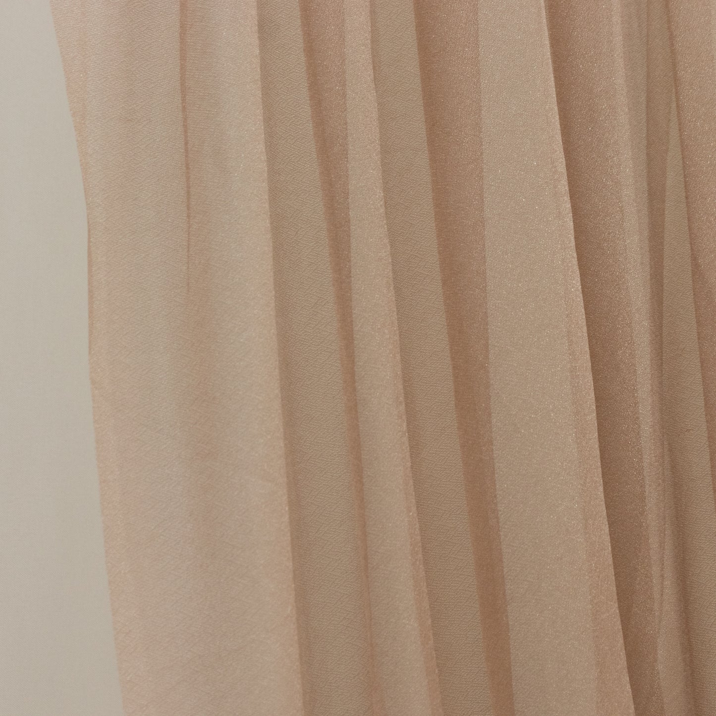 Taupe sheer chiffon valance curtain drape, perfect for weddings.