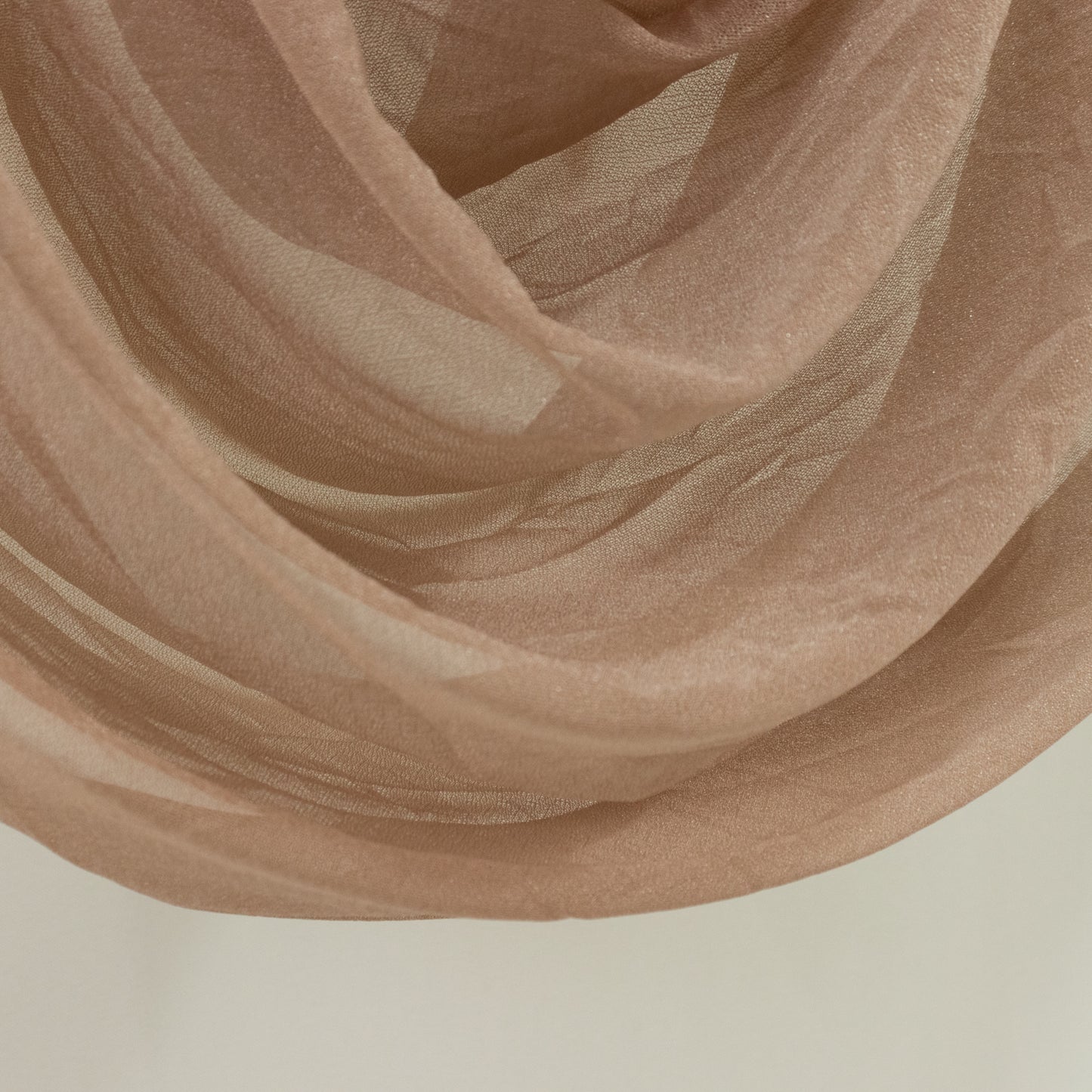 Taupe sheer chiffon valance curtain, perfect for wedding decor.