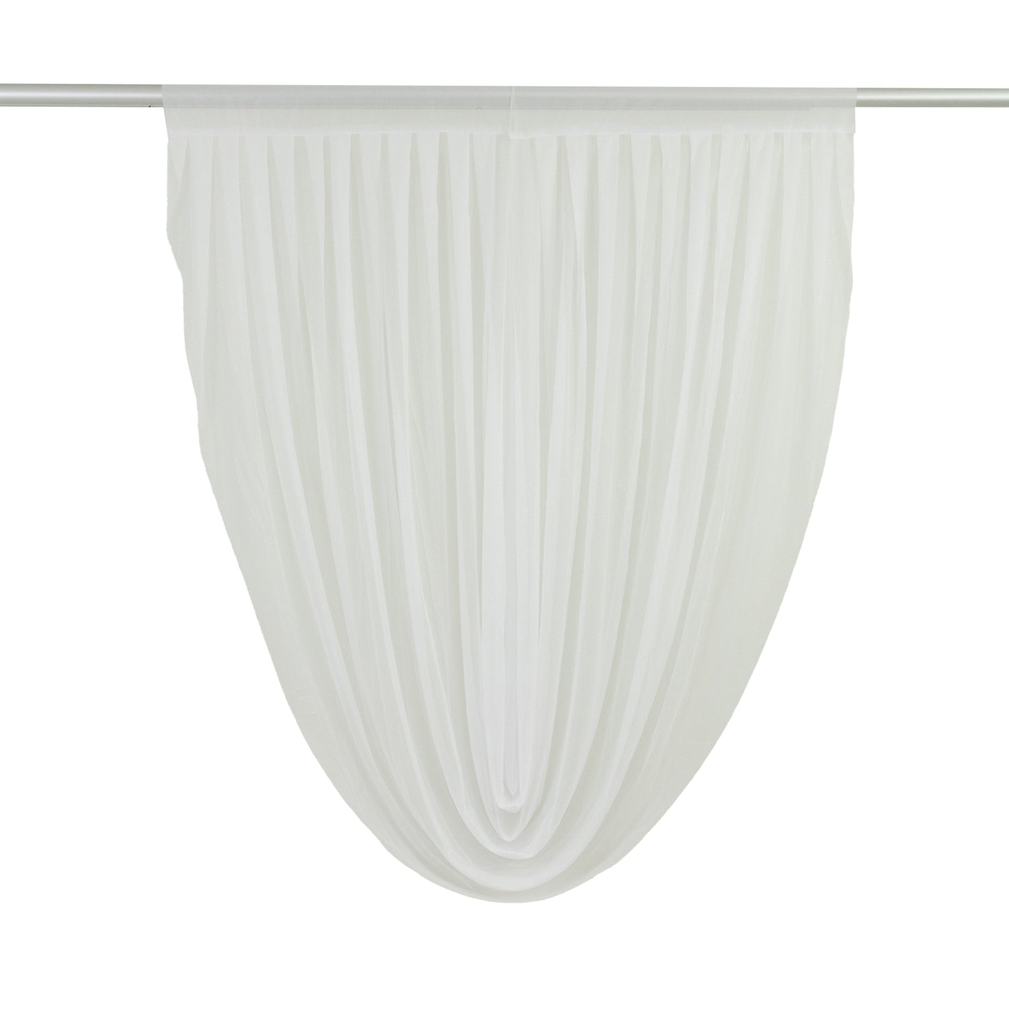 White sheer chiffon valance curtain draped elegantly for wedding decor.