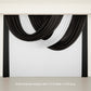 White sheer chiffon valance curtain draped elegantly in black and white.