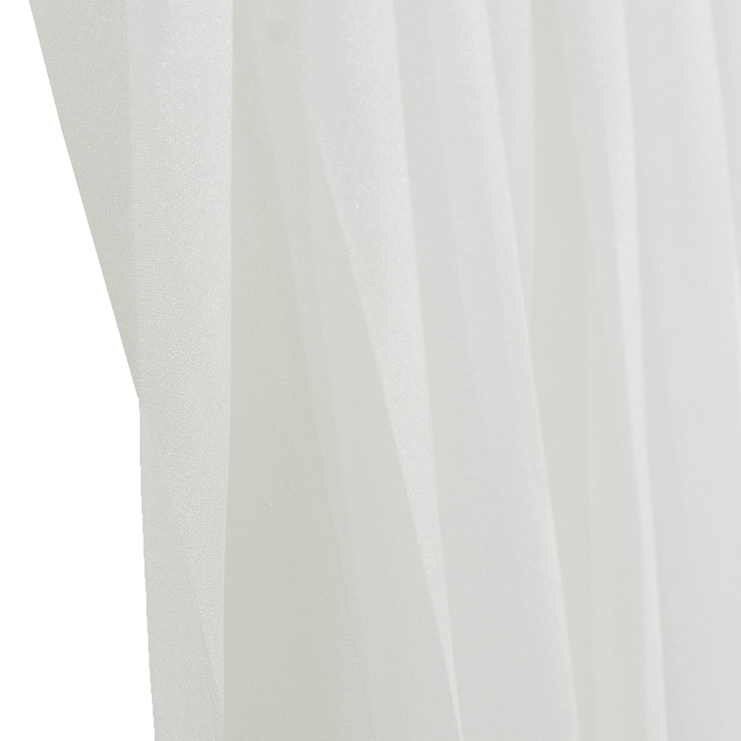 White sheer chiffon valance curtain drape for wedding arch backdrop.