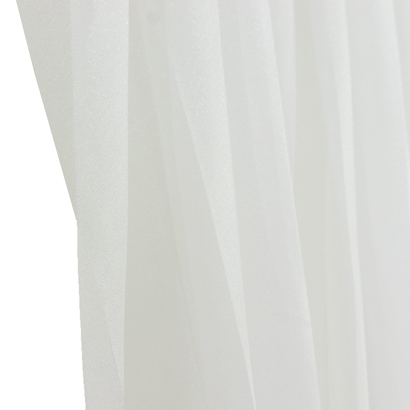 White sheer chiffon valance curtain drape for wedding arch backdrop.