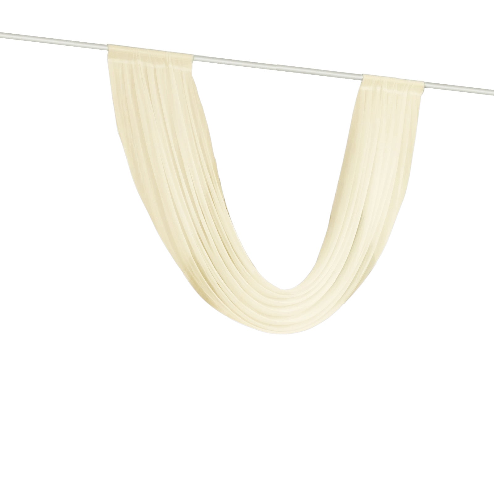 Beige draped fabric hanging gracefully on a rod. Perfect for elegant decor.