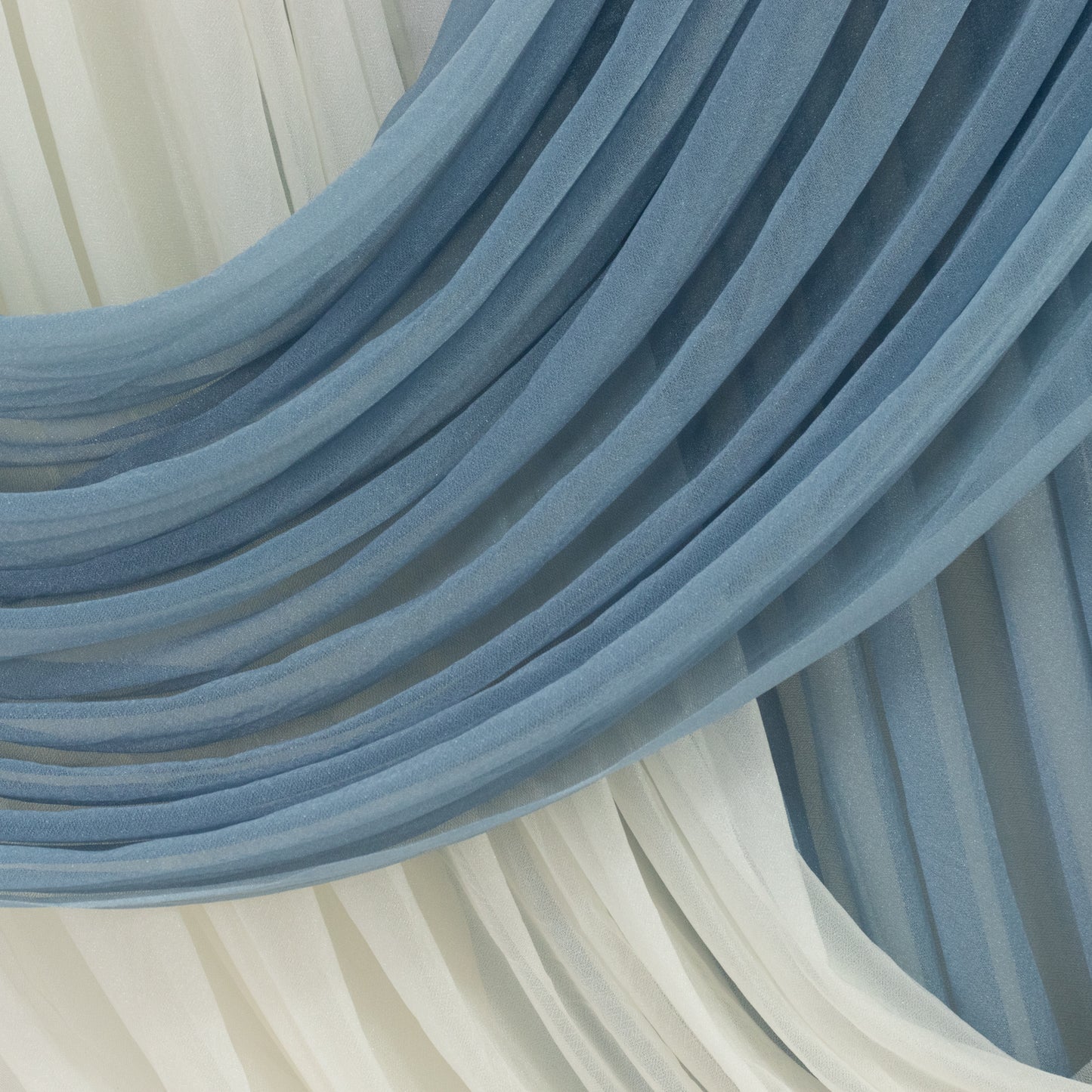 Dusty Blue sheer fabric drapes elegantly