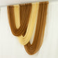 Champagne sheer chiffon valance curtain draped elegantly in soft tones.