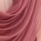 Mauve chiffon valance curtain drape with elegant sheer texture.